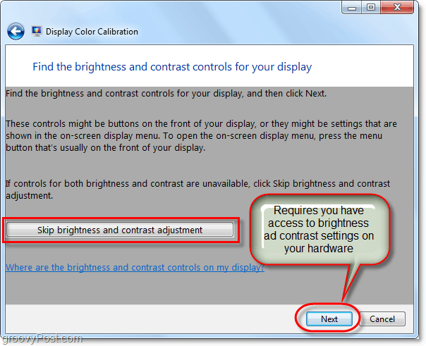 sla de contrast- en helderheidsaanpassing van Windows 7 over