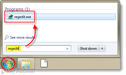 start de register-editor in Windows 7 of Vista
