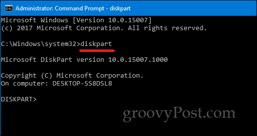 DiskPart Windows 10-opdrachtregel