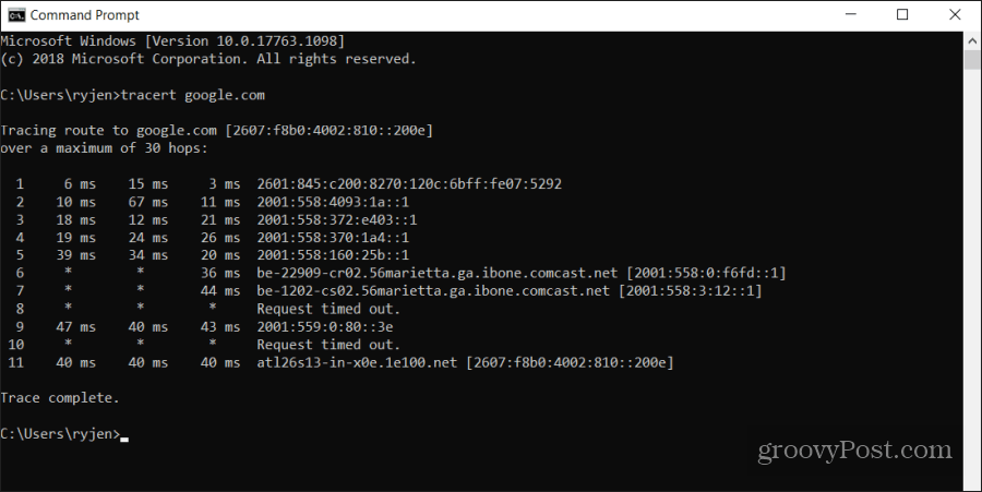 tracert voorbeeld