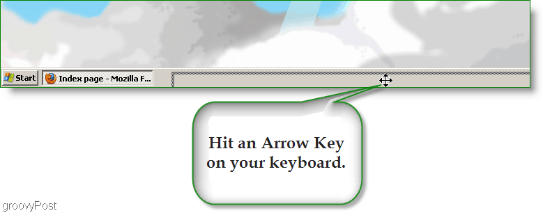 Windows XP Screenshot - Druk op de pijltoets om het verloren venster te vinden