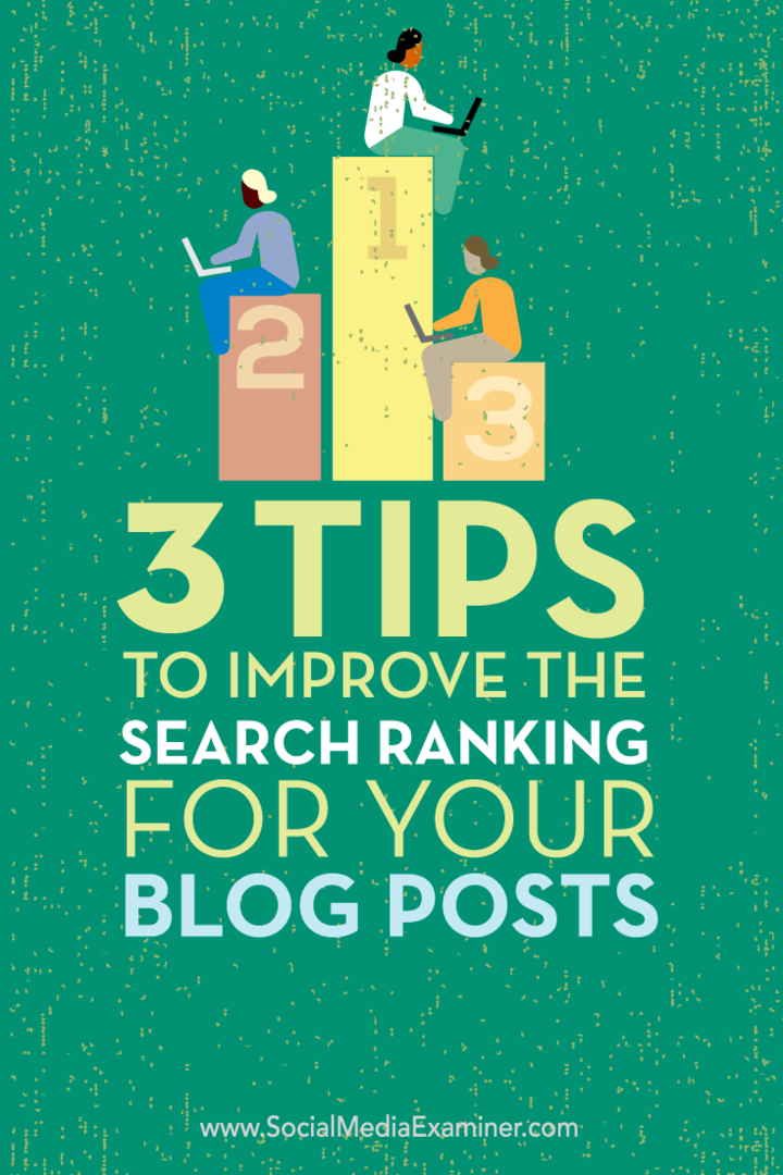 Tips voor drie manieren om de zoekrangschikking voor uw blogberichten te verbeteren.