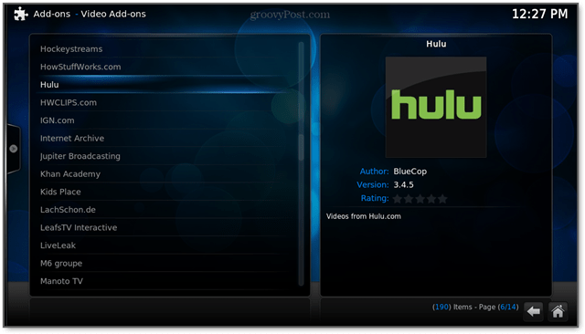 hulu is een video-add-on voor raspbmc
