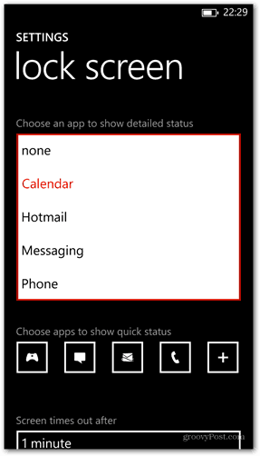 Windows Phone 8 past de gedetailleerde status van de vergrendelscherm-app aan