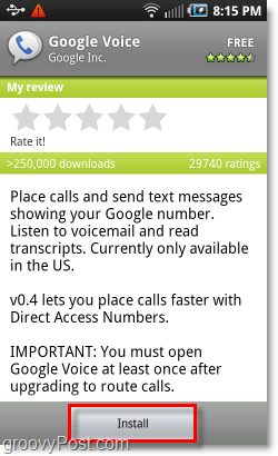 Mobile Android Market Installeer Google Voice