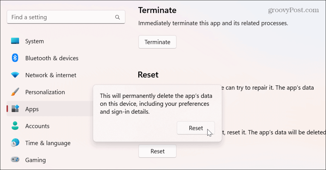 Reset de Instellingen-app op Windows 11