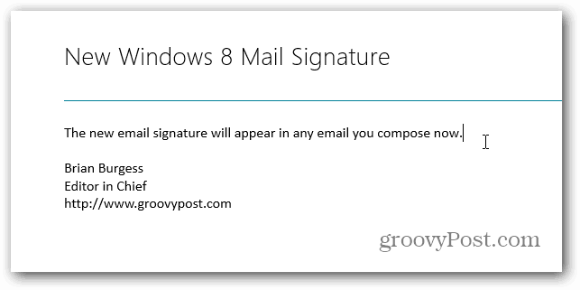 Wijzig de standaardhandtekening in Windows 8 Mail