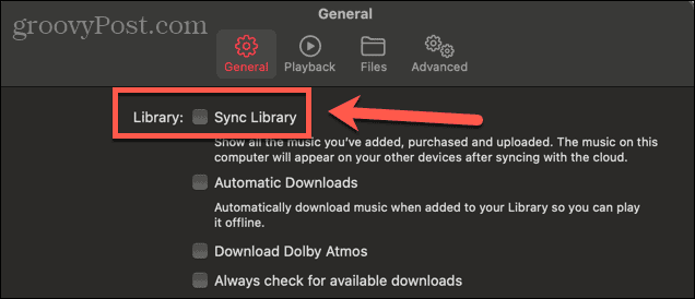 Apple Music-synchronisatie selectievakje mac