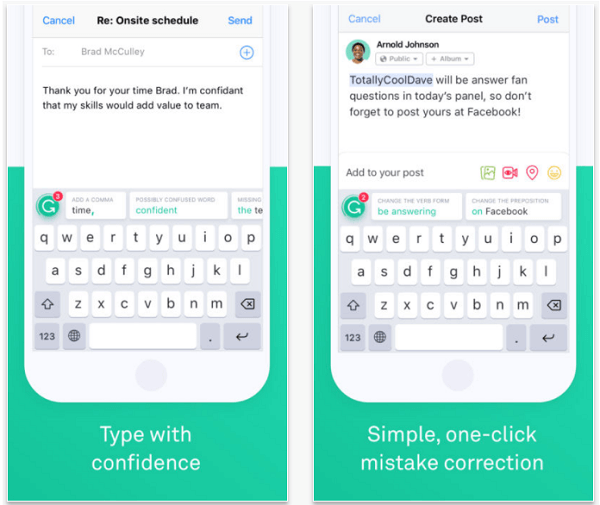 Installeer de Grammarly Keyboard-app om je berichten op mobiel te spellen en grammatica te controleren.