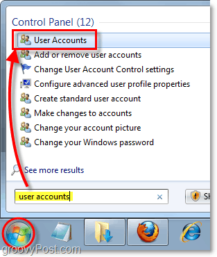 open het configuratiescherm van gebruikersaccounts in Windows 7