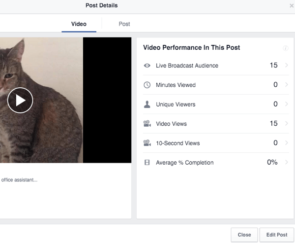 Facebook live video-inzichten