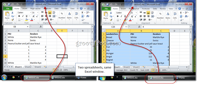 twee Excel-spreadsheets in hetzelfde venster