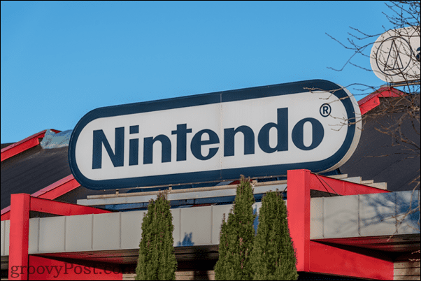 Nintendo-logo op een gebouw