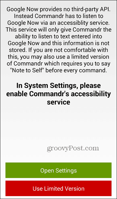 Gebruik Google Now en Commandr om functies in en uit te schakelen