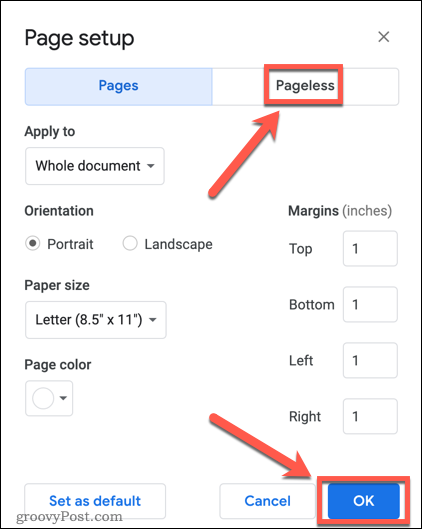 google docs paginaloze weergave