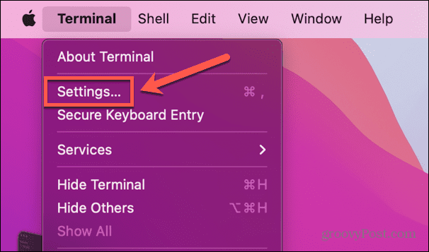 Mac-terminalinstellingen
