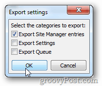 Exporteer Site Manager-vermeldingen