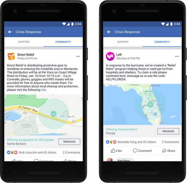 Facebook heeft aangekondigd dat organisaties en bedrijven nu berichten kunnen plaatsen in Community Help en cruciale informatie en diensten kunnen bieden aan mensen om de hulp te krijgen die ze nodig hebben in een crisis.