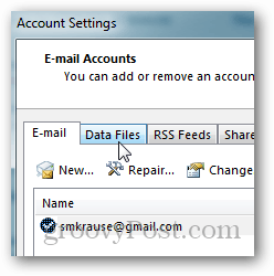 hoe pst-bestand voor Outlook 2013 te maken - klik op gegevensbestand