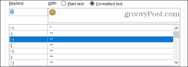 Opgemaakte tekstvervangingen in Word op Windows