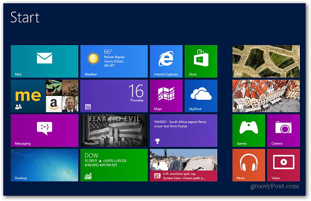 Startscherm van Windows 8