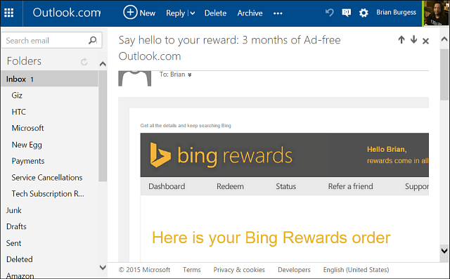 Ontvang het hele jaar door advertentievrij Oultook.com met Bing Rewards