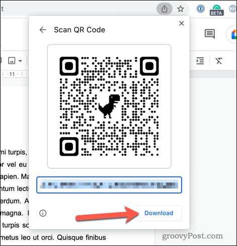 Voorbeeld QR-code in Google Chrome