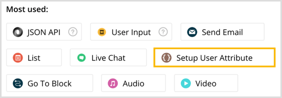 Selecteer Gebruikerskenmerk instellen in Chatfuel.