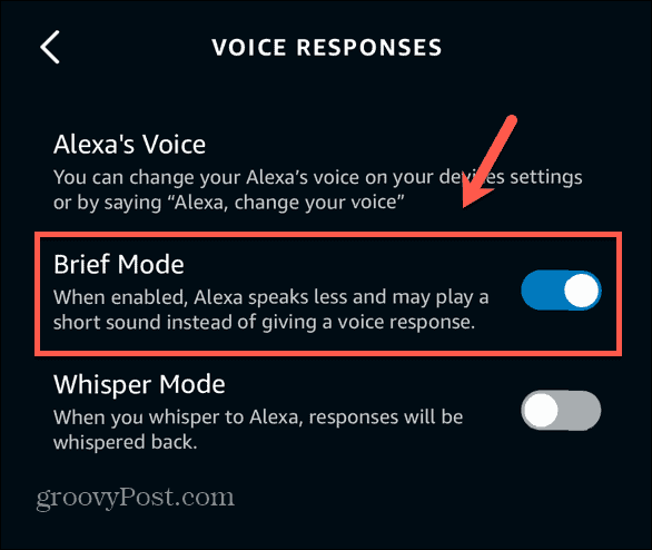 Alexa app korte modus ingeschakeld