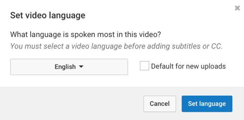 Kies de taal die het meest wordt gesproken in uw YouTube-video.