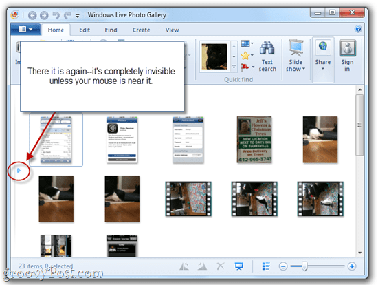 Navigatievenster van Windows Live Photo Gallery verbergen / tonen