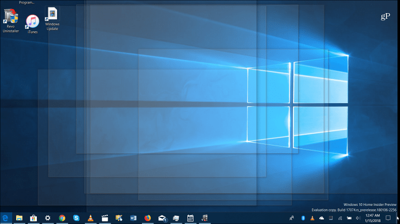 Desktop peek-functie Windows 10
