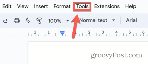 Google Documenten Tools-menu