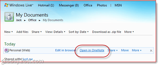 OneNote Office Live Skydrive