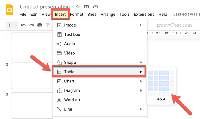 Voeg een tabel in Google Presentaties in