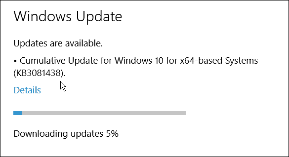 De derde cumulatieve update van Microsoft voor Windows 10 (KB3081438)