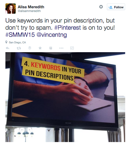 tweet van de presentatie van vincent ng smmw15