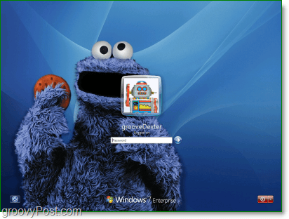 Windows 7 met mijn favoriete sesamstraat Cookie Monster-achtergrond