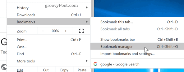 Toegang tot de Bookmarks Manager in Chrome