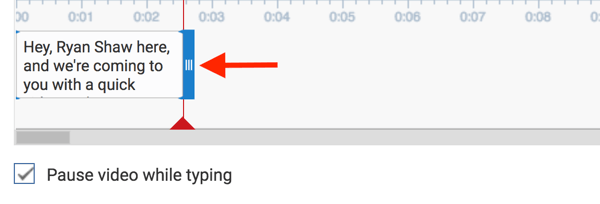 Versleep de blauwe randen om te wijzigen wanneer de ondertitelingstekst in je video verschijnt.