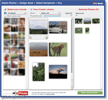Met HotPrints kunt u kiezen uit uw eigen geüploade foto's of die van vrienden op Facebook