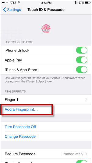 Tik op Voeg een vingerafdruk toe - Voeg vingerafdruk toe aan Touch ID