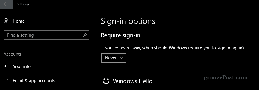 Het aanmeldingsscherm uitschakelen wanneer u uw Windows 10-apparaat uit de slaapstand haalt