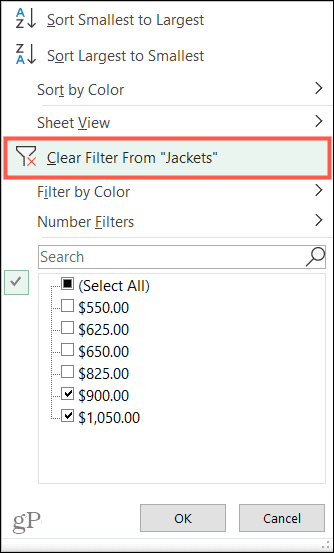 Wis filters in Excel