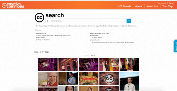 Creative Commons test een bètatest van een nieuwe CC Search-functie.