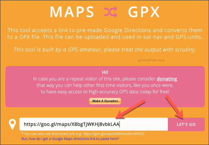 Een GPX-bestand maken met MapstoGPX