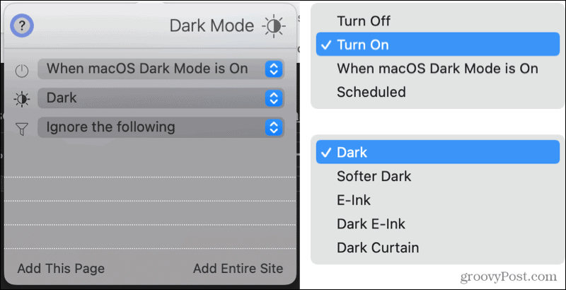Donkere modus voor Safari-extensie