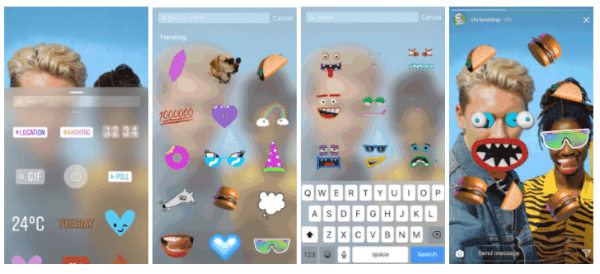 Instagram-gebruikers kunnen nu GIF-stickers toevoegen aan elke foto of video in hun Instagram-verhalen.