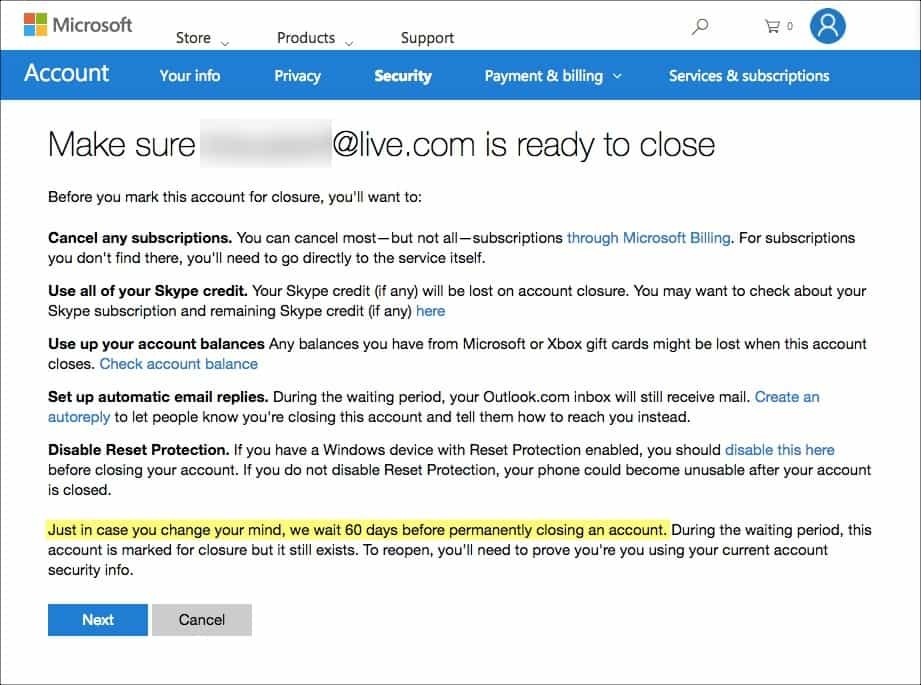 Hoe u uw Hotmail-, Windows Live- en Outlook-account permanent kunt verwijderen