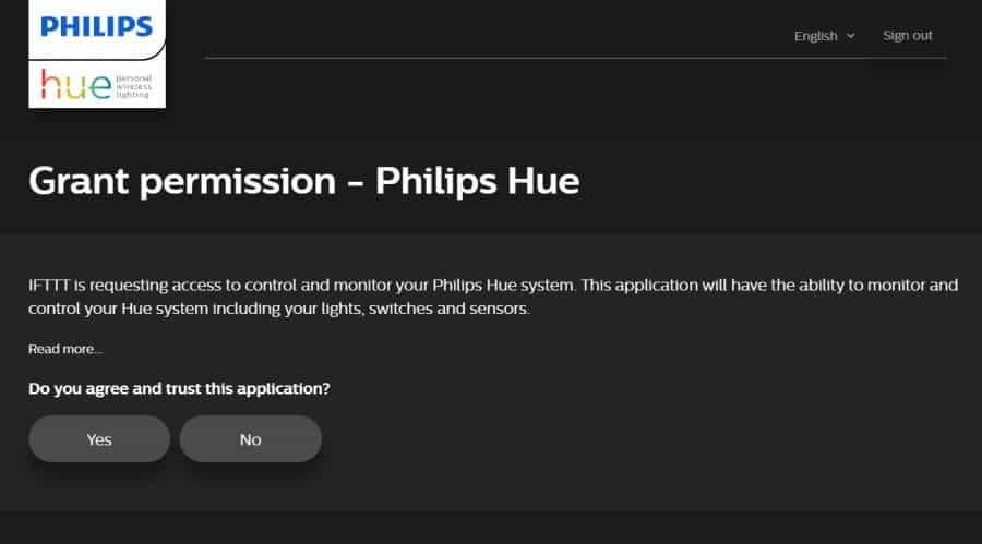 Philips hue-service op ifttt